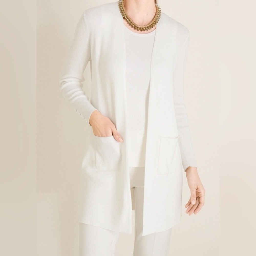 NWT Chico's Two Pocket Ribbed Cardigan Size 1